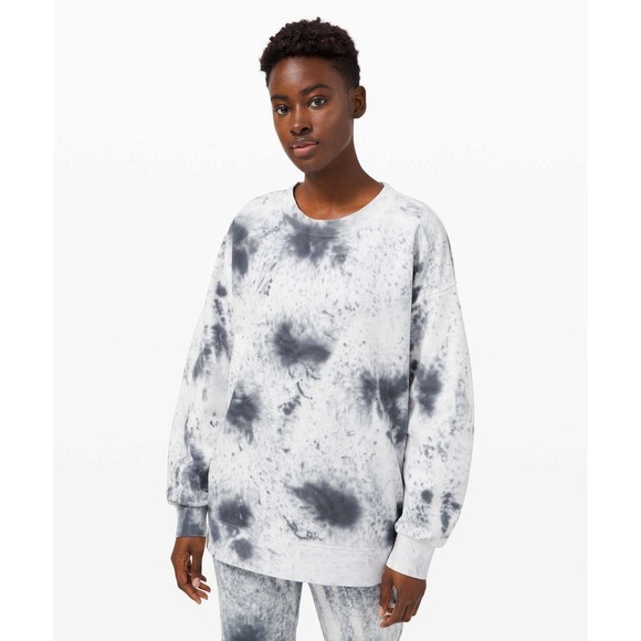 lululemon athletica Tops - Lululemon Perfectly Oversized Crew *Tie Dye Marble Dye Classic Navy 6/8